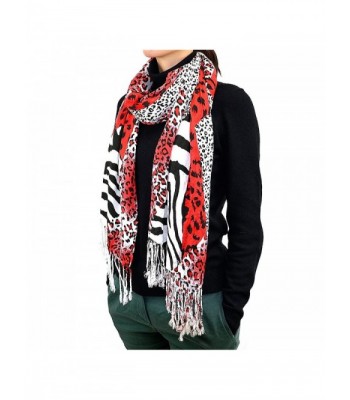 72" Leopard & Zebra Print Scarf - Red - CY129VAYOAV