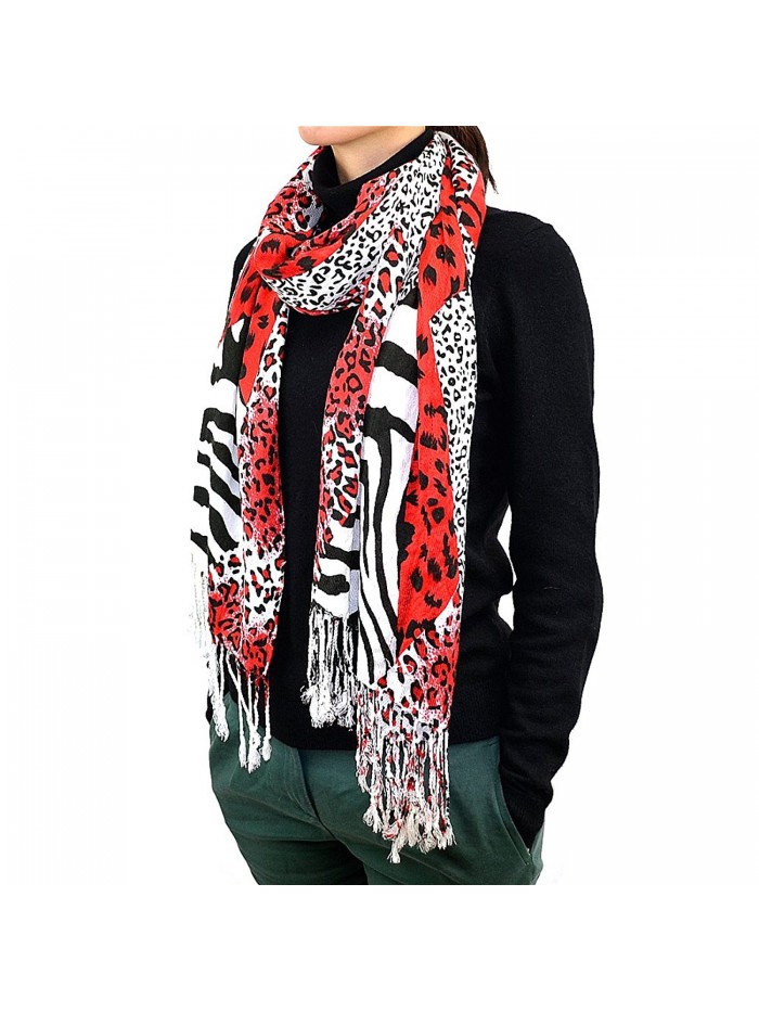 72" Leopard & Zebra Print Scarf - Red - CY129VAYOAV