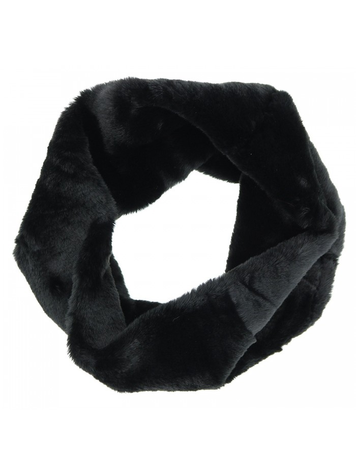 Elegant Essence Fluffy Faux Fur Tube Neck Warmer Scarf - Black - CG187IYLDTG