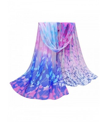 Bestpriceam Women Design Printed Silk Soft Silk Chiffon Shawl Wrap Wraps Scarf Scarves - Blue - CS12C5ELSPL