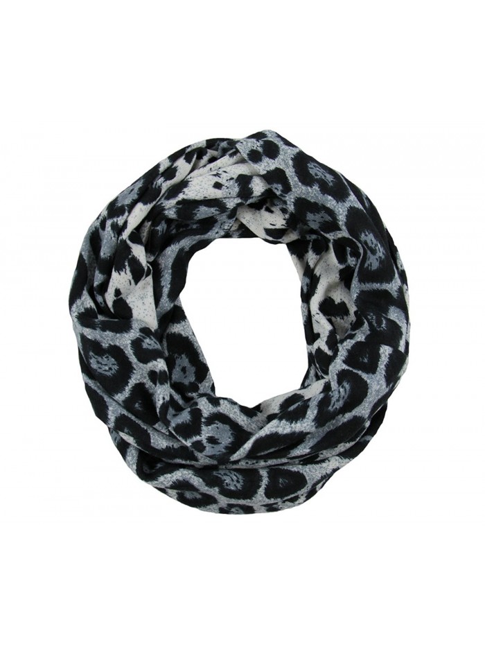 RW Soft & Cozy Knit Leopard Print Infinity Scarf - Gray - CW126M840VF