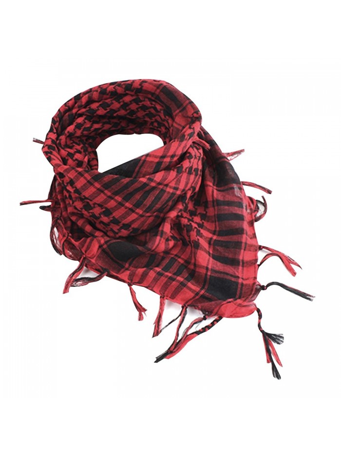 Yamalans Unisex Lightweight Plaid Tassel Arab Desert Shemagh KeffIyeh Scarf Wrap Pashmina - Red - CF188KNU4O3