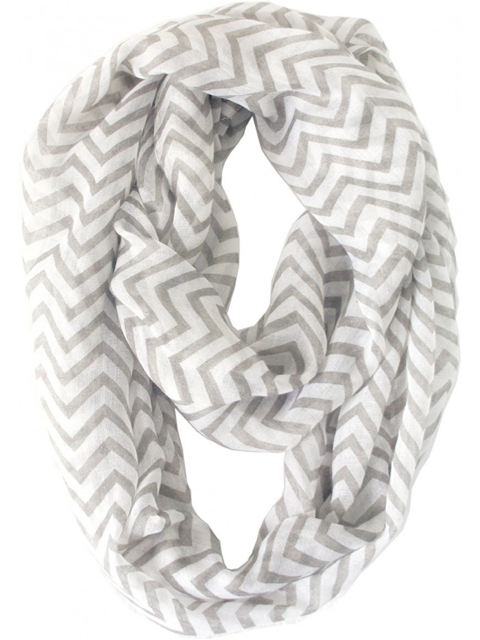 Vivian & Vincent Soft Light Weight Dot Chevron Sheer Infinity Scarf Shawl - gray - CK11O5NNJ7B