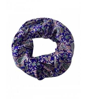 Peach Couture Chic Graphic Paisley Printed Infinity Loop Scarf Various Colors - Royal Blue - C712K9DTPMX