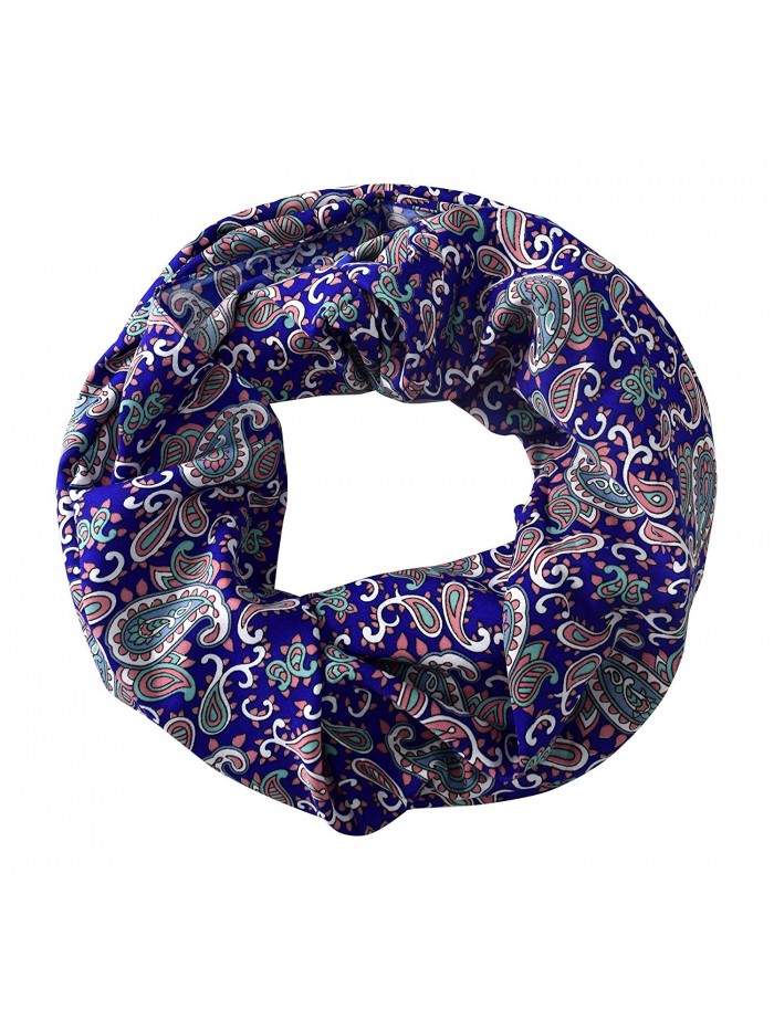 Peach Couture Chic Graphic Paisley Printed Infinity Loop Scarf Various Colors - Royal Blue - C712K9DTPMX