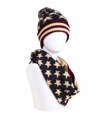 American Flag Knitted Hat- Scarf- Gloves Set - Hat and Infinity Scarf - C31895T00IE