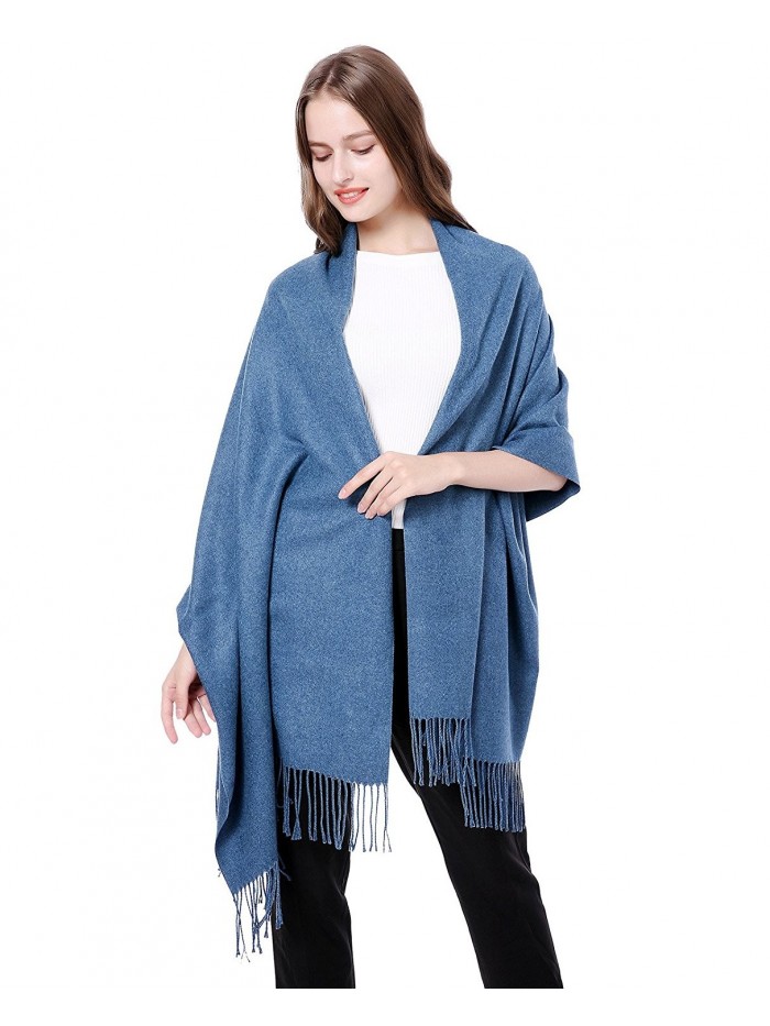 Cashmere Virgin Wool Thick Pashmina Scarf Soft Warm Long Shawl Scarves Wrap /Gift Box JAKY Global - Denim Blue - CB185M2Z9Y7