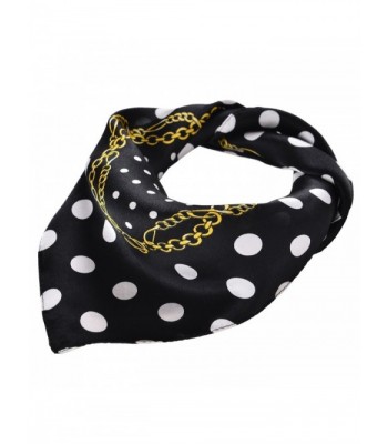 Salutto Women Silk Pattern Square Scarf Kerchief Neck Scarf Neckerchief - Dotblack - C312O4MLLR7