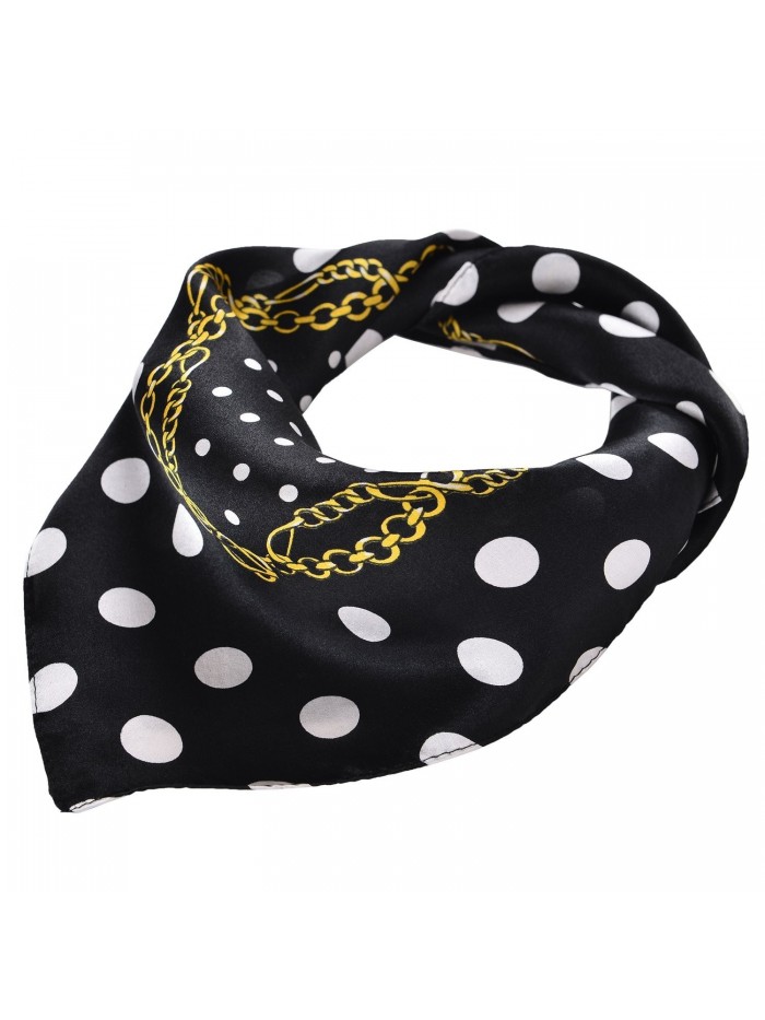 Salutto Women Silk Pattern Square Scarf Kerchief Neck Scarf Neckerchief - Dotblack - C312O4MLLR7