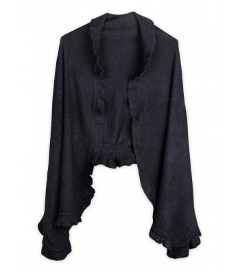 Debra Weitzner Women's Cashmere-feel Knit Shawl Cape with Ruffled Trim - Black - CU12BTCWISV