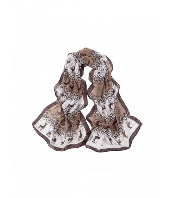 E-Clover Lightweight Chiffon Sheer Scarves: Women's Cute Moose Print Scarf - Coffee - C812MZGTY3J