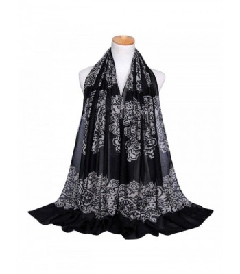 TONSEE Ladies Fashion Printing Long Soft Wrap Scarf Shawl - Black - CQ12N2LPCG0