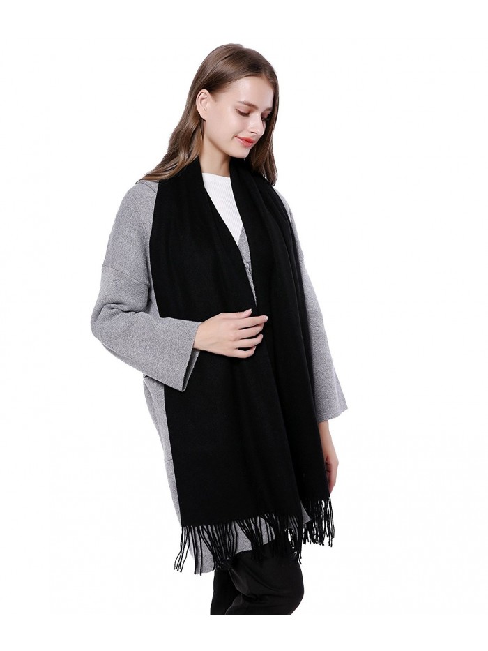 Cashmere Virgin Wool Thick Pashmina Scarf Soft Warm Long Shawl Scarves Wrap /Gift Box JAKY Global - Black - CI185M43Z5X