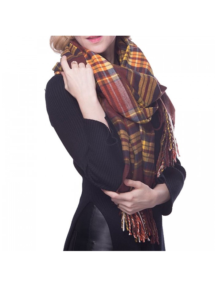 N'joy Long Shawl Scarf- Tartan- Solid Color Blanket- Plaid Blanket with Fringe Trims - Plaid-05 - C012MBTSZQP