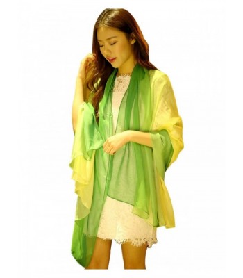 Aolige Women Long Shawl Wrap Silk Scarf Gradient Color Scarf Summer 180cm x140cm - Green - C117YSYHR3G
