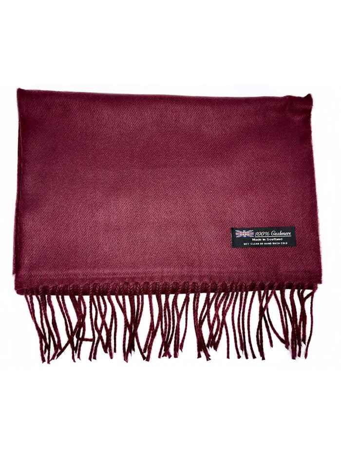 Ultra Soft Luxurious Cashmere Winter Scarf Made in Scotland Men Women Solid Plaid - Wine - CC1896RZ7N4