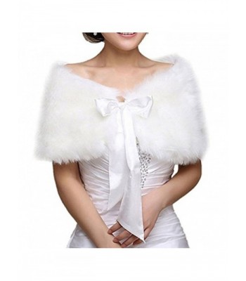 Prom Queen Faux Fur Wrap Shawl Shrug Bolero Cape Lady Gift Jacket coat shawls - Ivory - C512O4PP4DJ