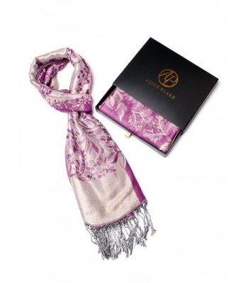 Alice Blake Premium Metallic Floral/Paisley Pashmina Scarf Shawl Wrap w/Gift Box - Purple - CT12OCKLFAJ