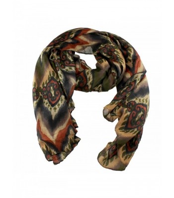 Tribal Pattern Scarf Olive Brown