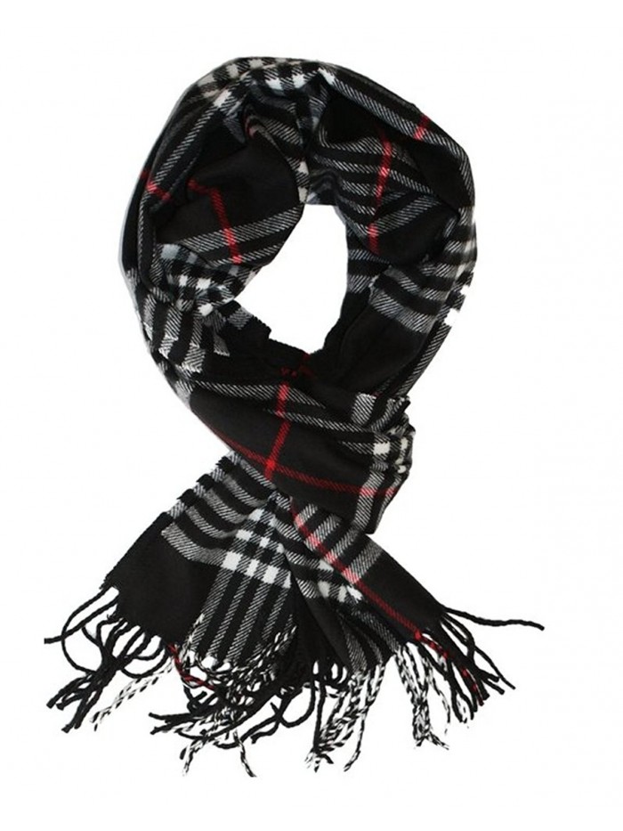 MINAKOLIFE Classic Cashmere Feel Winter Scarf in Rich Plaids - Black - CF11S06ZKK3