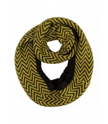 Chevron Pattern Knit Circle Infinity Scarf - Brown - CN11GQUWC3X