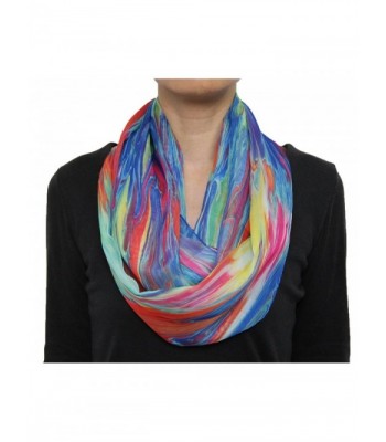 Neon Rainbow Glistening Water Wave Print Silky Chiffon Infinity Circle Scarf Blue - CF121DJM4HF