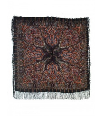 Pavlovoposadskiy Platok Women's Russian Wool Shawl With Silk Fringes - Black - CE11NKTZ8CP