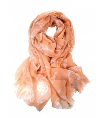 Scarfand Seahorse Print Light Scarf - Peach - CB11WLS47ZF