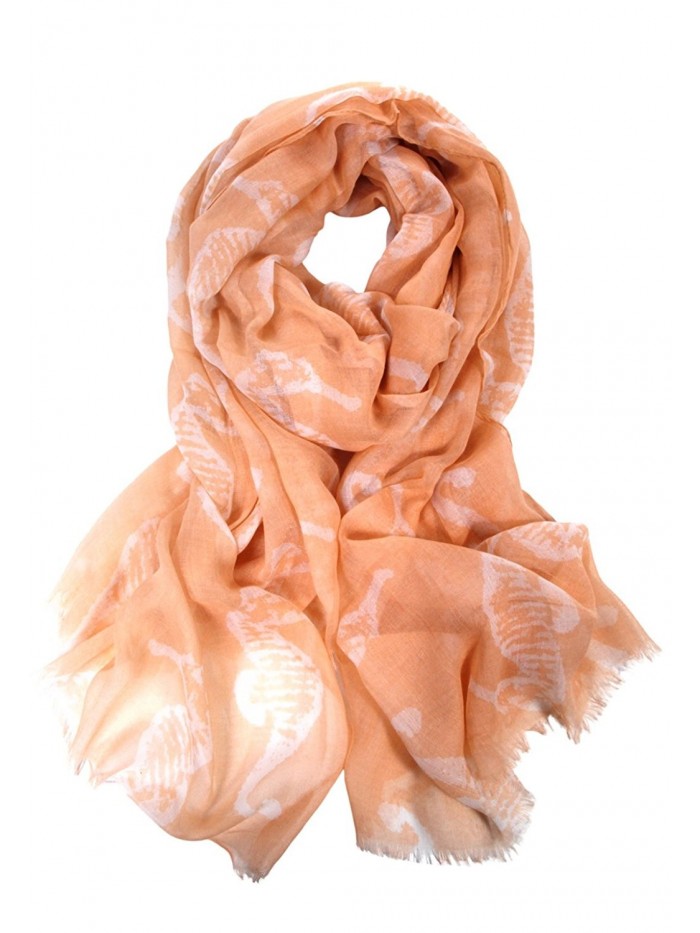 Scarfand Seahorse Print Light Scarf - Peach - CB11WLS47ZF