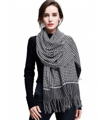 Kagogo Women's Australian Wool Cozy Winter Warm Thick Wrap Scarf Shawl - White&black - C612ODM91JX