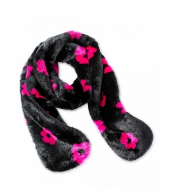 Betsey Johnson BJ45854 Trolls Floral Faux-Fur Scarf Dark Pink & Black - CM17YE6S6XS