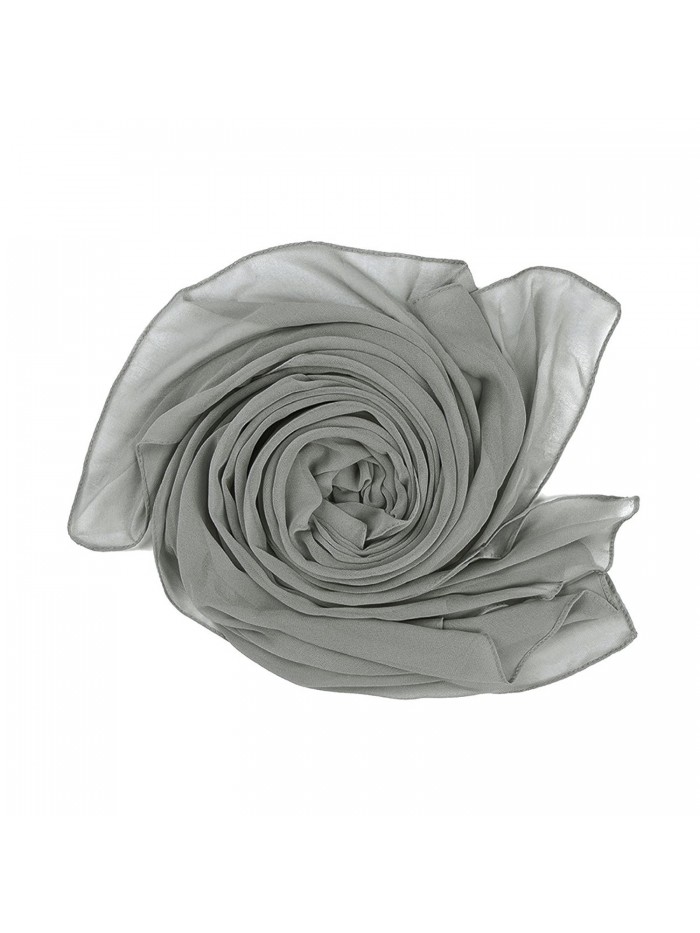 Elegant Chiffon Scarf Wrap Wedding Bridal Party Occasion Prom - 28 Colours - Silver Coin - C1186QYA3MZ