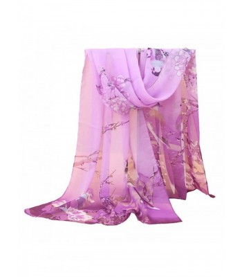 HUAYI Women's Style of Chinese Painting Shawl Chiffon Long Scarf - Purple - C4187KHKYGG