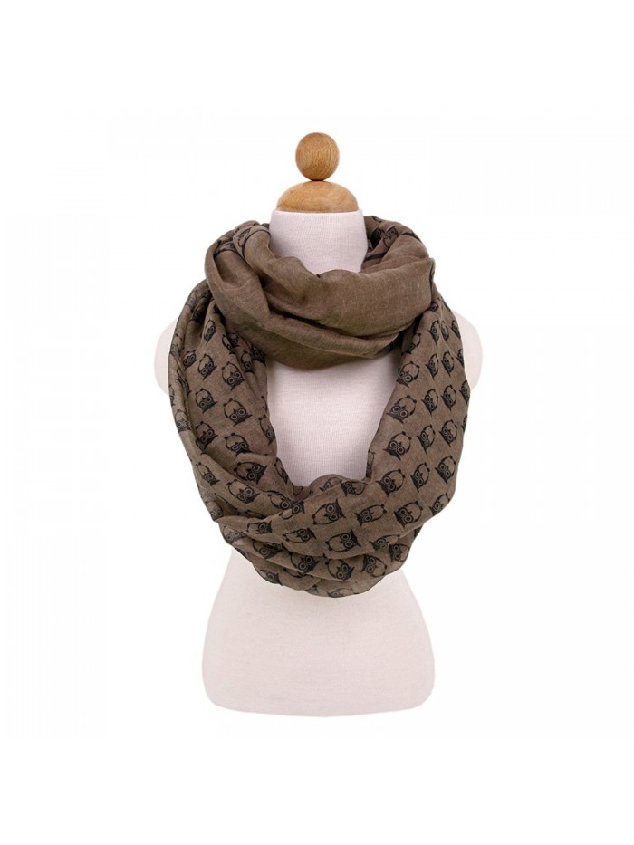 Premium Night Owl Infinity Loop Fashion Scarf - Different Colors Available - Taupe - C811I9ON477