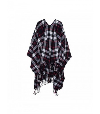 Puli Unisex Soft Classic Plaid Pashmina Scarf Color Contrast Easy to Match Shawl Wrap Scarf - Black - C91889HS262