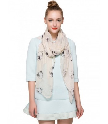 HUAN XUN Soft Lightweight Fox Moose Horse Print Animal Scarf Infinity Loops - Sheep - Ivory White - CV123TE0WI5