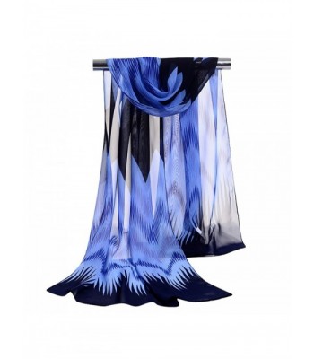 GERINLY Chiffon Scarves Chevron Pattern Shawl Sheer Scarf - Blue - C812O0FW48O