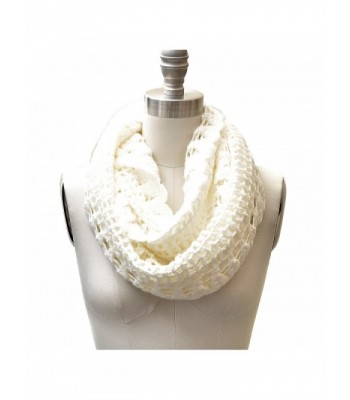 Lace Edge Loose Knit Infinity Scarf White Color - C111HLZ4R3P