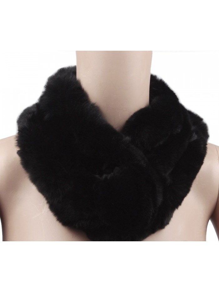 Warm Women's Rex Rabbit Fur Scarves Scarf Multicolor - Black - CP11QX554GN