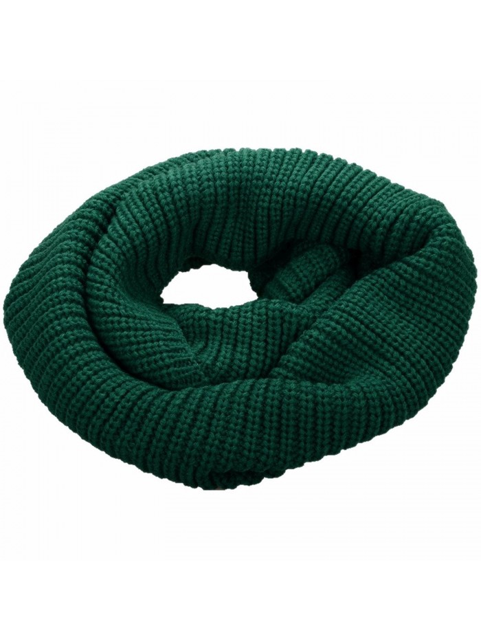 NEOSAN Womens Thick Ribbed Knit Winter Infinity Circle Loop Scarf - Dark Green - CS127NEJP3P