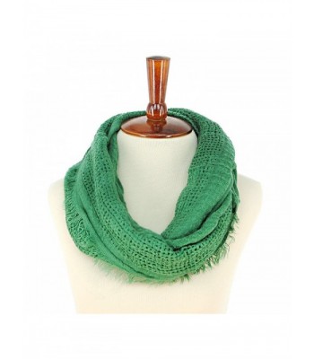 Basico Women Unisex Warm Circle Ring Infinity Scarf Neck Warmer Grunge Net with Fringe Various Colors - Green - CM11NJ7JQAH