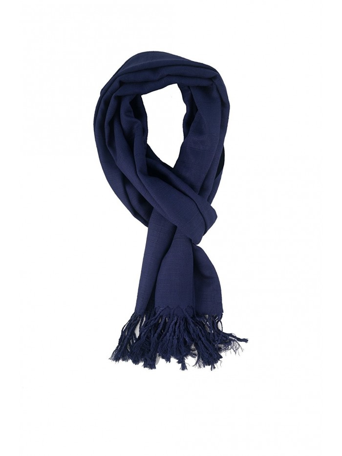 Ikaduwa Women's Long Silk Scarf - Navy Blue - CV12O09V0BC