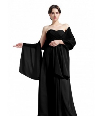 Sheer Soft Chiffon Bridal Women's Shawl For Special Occasions( 32 Colors) - Black - CT11DUZRJA7