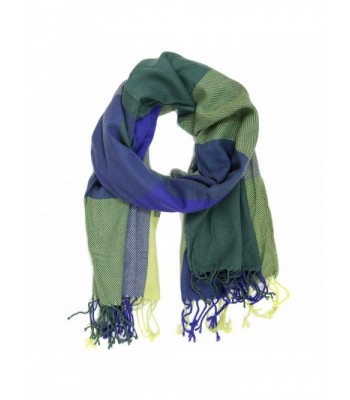 Bucasi Colorblock Green and Blue Plaid Scarf - CU11PNBF8HN