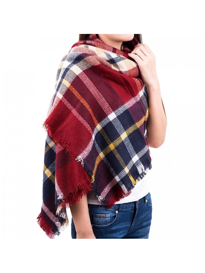 Chichitop Large Tartan Fashion Women Scarf Lovely Best Gift Scarf Wrap Shawl 59"x59" - Red - C112N8TKTVN