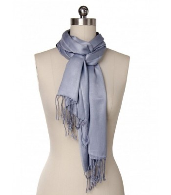 Saachi Women's Satin Finish Scarf Wrap 13 X 62 Inches - Silver - CW12O5EP0GW