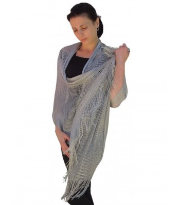 Sheer-Delights Lurex Fringed Evening Wrap Shawl for Prom Wedding Formal Silver - C9115R2QP4D
