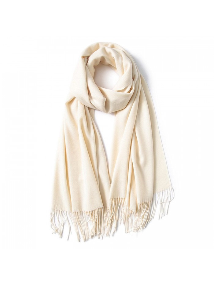 Kinikiss Women's Winter Scarf Soft Warm Long Ladies Wrap Shawl In Solid Color - Beige - C3187ILSK43