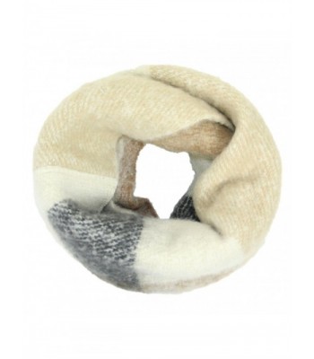 Women's Warm Fuzzy Plaid Infinity Scarf - Beige Plaid - C8188HHEKHA