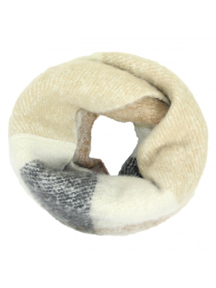 Women's Warm Fuzzy Plaid Infinity Scarf - Beige Plaid - C8188HHEKHA